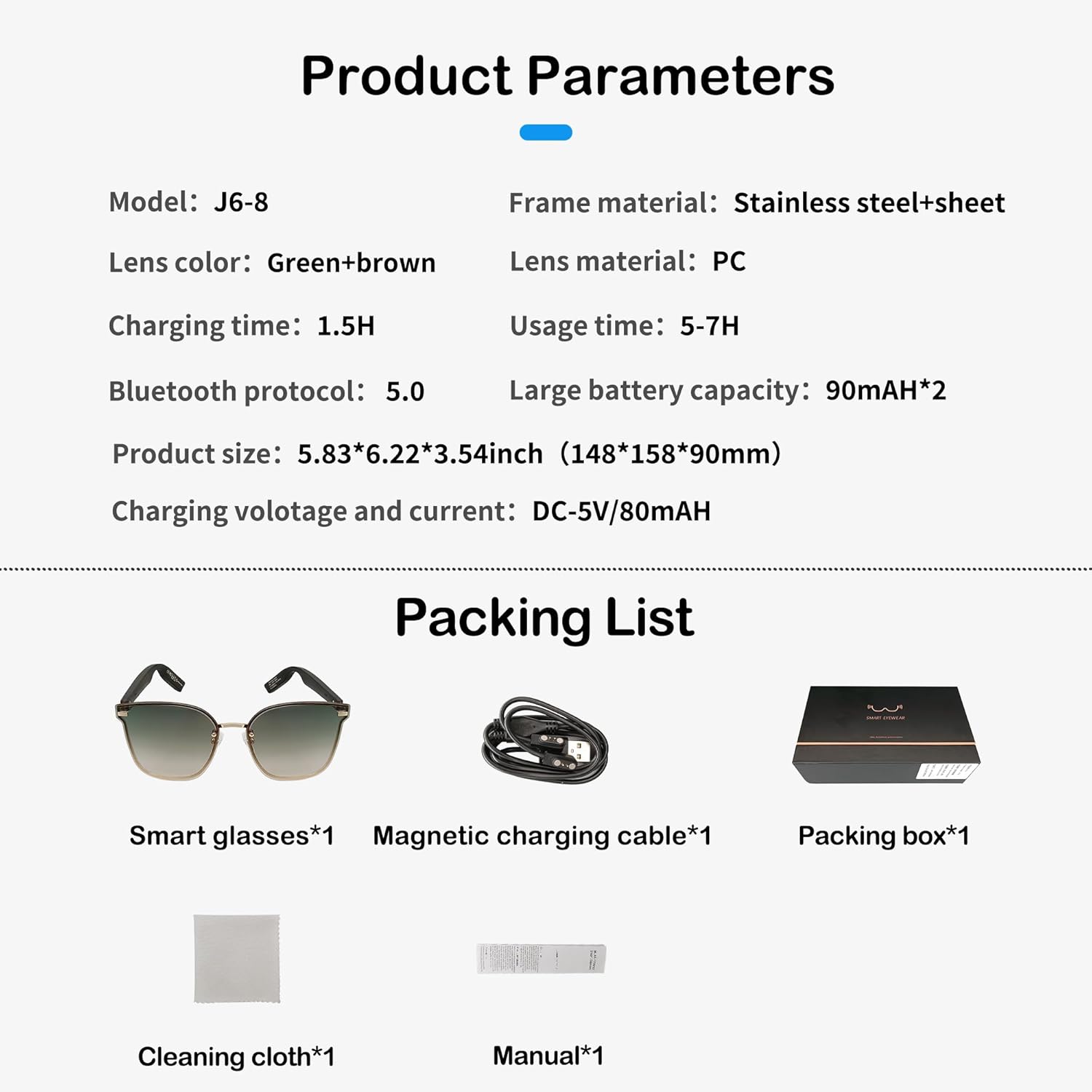 Bluetooth Smart Sunglasses, Open Ear Surround Sound Bluetooth Glasses for Men Women, UV400 Polarized Lens for Riding, Driving,Fishing, Running(Green) - Image 7