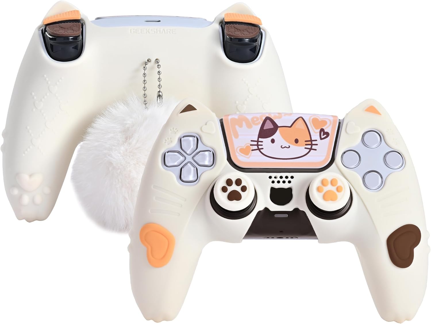 GeekShare PS5 Controller Skin Set Soft Silicone Protective Cover Case for PS5 Wireless Controller with 2 Thumb Grip Caps and 2 Stickers